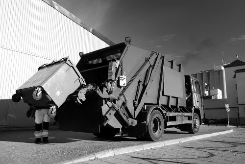 Builders waste clearance truck in a Walthamstow construction site