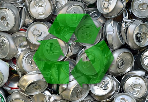 Workers sorting commercial recyclables at a local depot